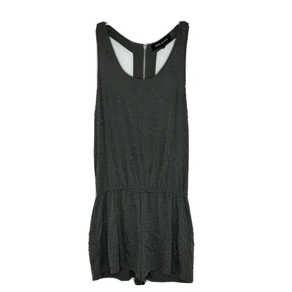 River Island Pants - River Island Racerback Gray Studded Beaded Sleeveless Romper Size 10
